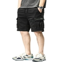 Лументо Мажи Директно Нога Одмор Дното Обична Еднобојна Облека За Плажа Лето Обични Мини Панталони Со Повеќе џебови