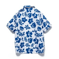 Машка Маица Мода Пролет Лето Секојдневен Плажа Печатени Кратки Ракави Врвот Блуза Кошули