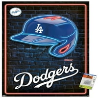 Лос Анџелес Доџерс - Неонски Шлем Ѕид Постер со Притискање, 22.375 34