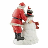Божиќен Снешко Со Дедо Мраз Полирезин Црвена Птица Кардинал Подароци