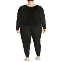 Terra & Sky Women's Plus Size Velor Pullover Top
