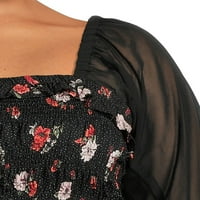 Романтичен цигански женски плус големина шифон ракав квадратен врат на вратот