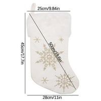 Божиќни Украси Бела Кратка Кадифена Снегулка Вез Божиќни Чорапи Детска Празнична Торба За Подароци