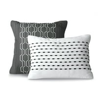 Хотелски стил црно -бел лента во кревет во торбичка сет со чаршафи, крал