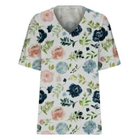 Азриски Плус Големина Блузи Женска Мода Секојдневен Плус Големина Сценско Цвеќе Печатење В - Вратот Маица Блузи Клиренс Продажба
