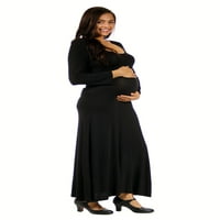 Maxенски породилно лажичка со долги ракави макси фустан