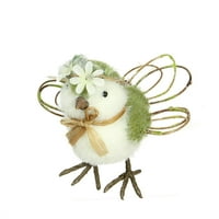 6,25 Зелена бела и кафеава декоративна стоечка пролетна птица табела Топ фигура