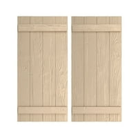 Ekena Millwork 22 W 46 H Rustic Four Board се приклучи на таблата-н-н-batten sandblasted fau wood lutters, подготвен тен