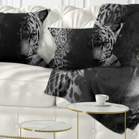 DesignArt Leopard и Tiger во црна перница за фрлање животни - 12x20