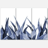 DesignArt 'Затвори морнарица сина агава лисја на традиционалното печатење на wallидот на платното на платно