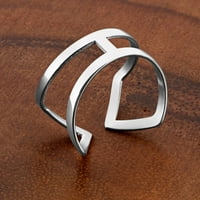 Полиран геометриски отворен прстен од не'рѓосувачки челик