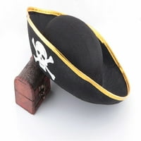 Квалитетна црна пиратска капа со бел череп
