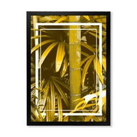 DesignArt 'Тропски лисја и жолт бамбус' Тропски врамен уметнички принт