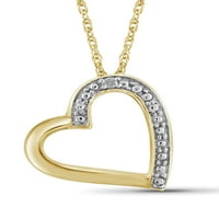 Jewelersclub бел дијамант акцент 14к злато над приврзок за сребро срце, 18 “