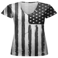 Ниуер Дами Маица Американско Знаме Печатење Летни Врвови Маица Со Кратки Ракави Дишење Туника Блуза В Пуловер На Вратот Стил