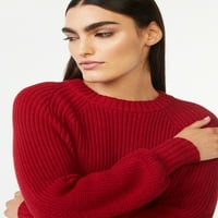 Сместен џемпер на женски раблан со слободно собрание со долги ракави