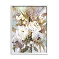 Апстрактна апстрактна цветна букет мешани флорали ботаничко и цветно сликарство бело врамен уметнички печатен wallид