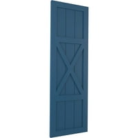Ekena Millwork 15 W 75 H True Fit PVC Center X-Board Farmhouse Fixed Mount Sulters, Sojourn Blue
