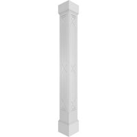 Ekena Millwork 10 W 9'H Craftsman Classic Square Non-Tapered Bungalow Fretwork Column W Mission Capital & Mission Base Base
