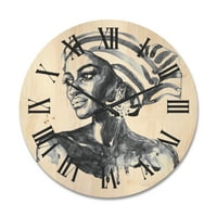 Дизајн -портрет на афро -американска жена xii 'модерен часовник од дрво woodид