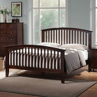 Метрополитен дрвен модерен кревет на кралицата, темно кафеава
