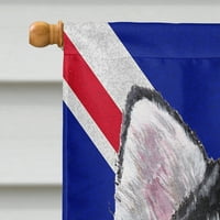 Каролини Богатства SC9815CHF Алјаска Маламут со англиски Унија Џек Британско Знаме Знаме Платно Големина На Куќа, Големина На Куќа