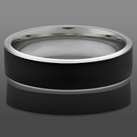 Крајбрежен накит со два тона не'рѓосувачки челик црна емајл прстен