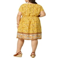 Уникатни поволни цени женски плус големина бохо поставено капка рамо за влечење на половината фустани