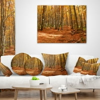 DesignArt Шарена есенска шума со паднати лисја - модерна перница за фрлање шума - 16x16