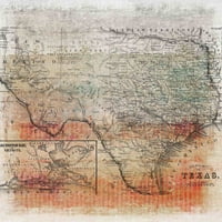 Parvez Taj TJMH-2304-Texas-C- 24 24 Texas Map Уметноста на печатење на истегнати платно