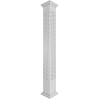 Ekena Millwork 12 W 9'H Craftsman Classic Square Non-Tapered Art Deco Fretwork Column W Crown Capital & Crown Base