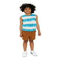 Чудо нација бебе и дете момче Хенли кошула, резервоар и шорцеви сет, 3-парчиња, големини 12 милиони-5Т