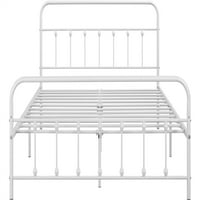 Алден Дизајн Метална платформа со целосен кревет со висока глава, бело