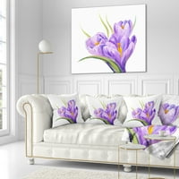 DesignArt Crocuses во бела позадина - Перница за цветно фрлање - 16x16