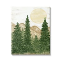 Ступел Рустикален Планински Сонце Шумски Дрвја Пејзаж Сликарство Галерија Завиткани Платно Печатење Ѕид Уметност