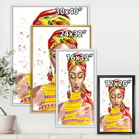 DesignArt 'Егзотичен шарен портрет на афро -американска жена' Традиционална врамена платна wallидна уметност печатење