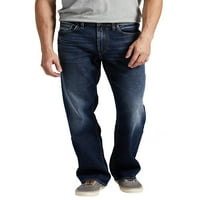 Сребрен фармерки копродукции за машка Зак опуштена вклопена фармерки со права нозе, големини на половината 30-42