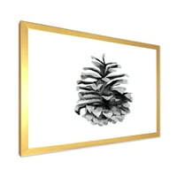 DesignArt 'Conifer Cone црно -бело' Традиционална врамена уметничка печатење