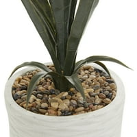 Декод 47 Вештачко растение Дракаена во реални лисја и бел керамички тенџере
