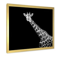 DesignArt 'Затвори портрет на жирафа на црната фарма куќа врамена уметничка печатење