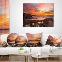 DesignArt Sunset Sky Panoramic Sydney View - Перница за фрлање на морскиот брег - 18x18