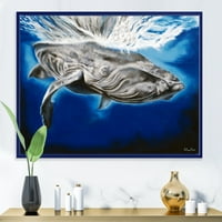 Затворете го портретот на кит кит, врамен со сликарско платно, уметнички принт