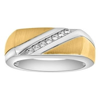 Менс дво -тон Стерлинг сребро и 14К позлатен CZ прстен - големина 10,5