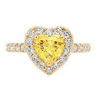 1.75 кт срце сече жолта симулирани дијамант 18к жолто злато годишнина ангажман хало прстен големина 4.75