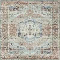 Добро ткаен лотос медалјон гроздобер област килим, 12,6 '9,3', рециклирана поддршка од памук, издржлив и лесен за чистење, рамен