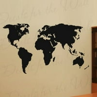 Сребрена Мапа На Светот Ѕид Налепница-Лесен За Примена Модерна Голема Земја Мурал-Винил Атлас Графички Ѕид Декорација Уметност
